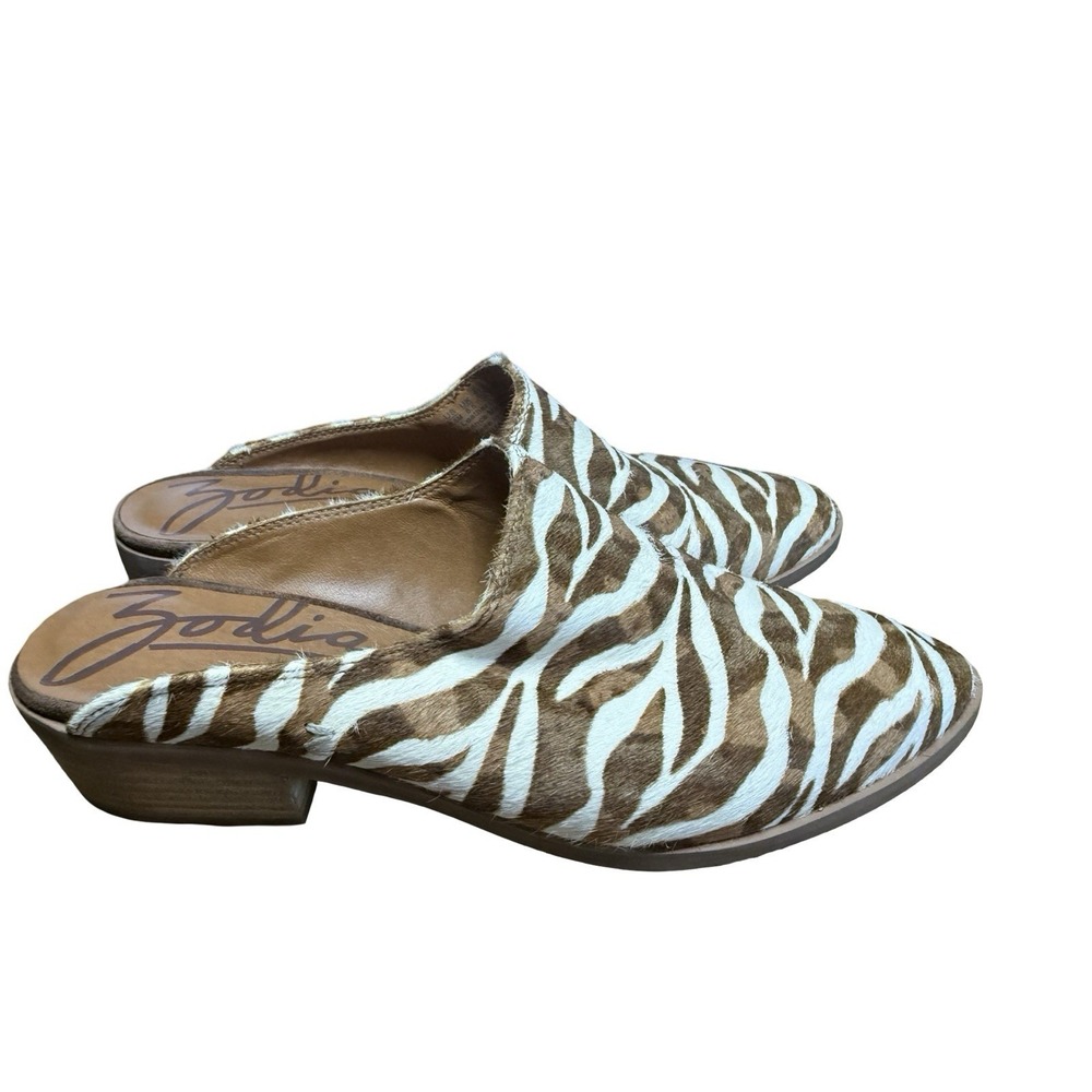 Zodiac‎ Quartz Mule Slip On Shoe Zebra Print Calf Hair Size 8.5